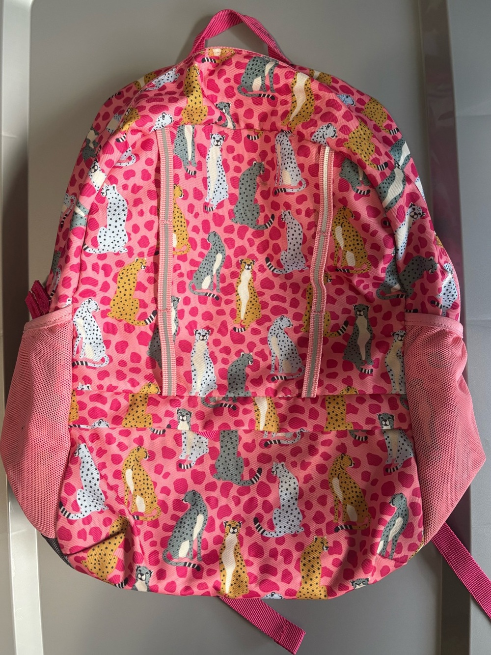 Lands' End Pink Cheetah Print Kids Backpack